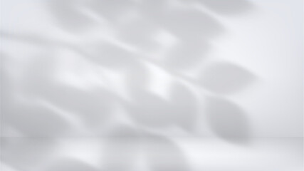 Naklejka premium Abstract Background of Shadow Leaves, White Studio Wall, Aesthetic Minimalist Design.