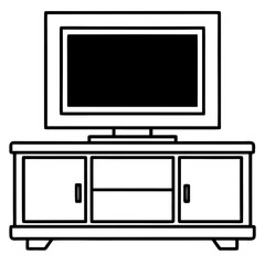 Wall-Mounted TV Stand Front View – Art Vector