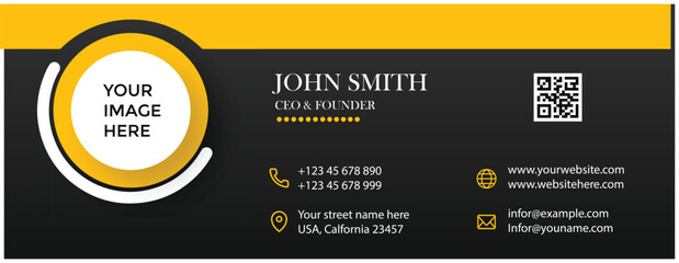 Professional email signature design with qr code and customizable image area