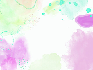 Watercolor colorful wet wash splash on paper birthday or wedding invitation card