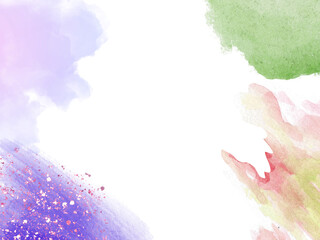 Watercolor colorful wet wash splash on paper birthday or wedding invitation card