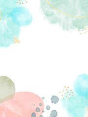 Watercolor colorful wet wash splash on paper birthday or wedding invitation card