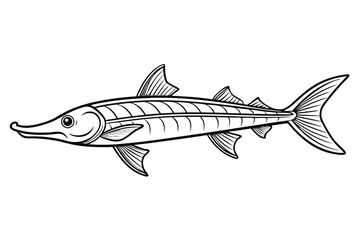 Obraz premium coloring page line art the paddle fish black vector