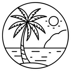 Tropical Beach Flat Vector Scene