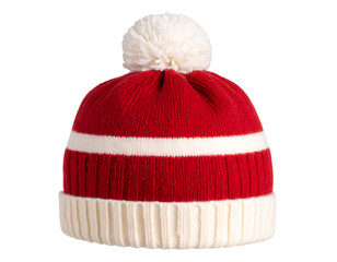 Classic Knitted Beanie with Pom-Pom, Front View, Chunky Wool Texture, PNG (4)