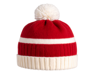 Classic Knitted Beanie with Pom-Pom, Front View, Chunky Wool Texture, PNG (4)