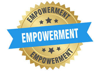 empowerment. empowerment round blue and gold label isolated on transparent background