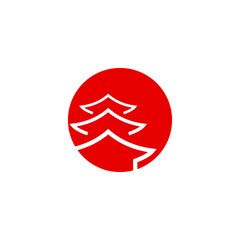 Japanese Minka building logo. Japanese Minka vector