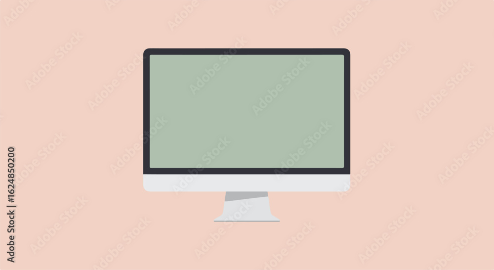 Poster simple desktop computer display on salmon background for mockup display
