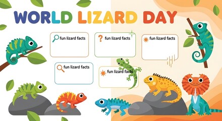 Naklejka premium vector illustration for World Lizard Day educational vibe for children