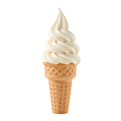 Vanilla swirl delight: A solitary ice cream cone on transparent field against emptiness