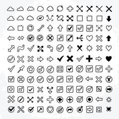 Hand Drawn Doodle Icon Set Vector Collection Different Symbols and Shapes for Creative Projects Web Design and Illustration Work