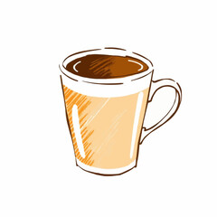 Obraz premium Hand-drawn coffee cup with dark beverage and light-colored rim 