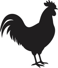 A Striking Silhouette of a Rooster Majestic Farm Animal Standing Proudly Bird with Distinctive Comb and Tail Feathers Domestic Animal Icon