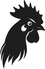 Silhouette of a Rooster's Head with a Prominent Comb, Beak, and Eye Creates a Striking Design