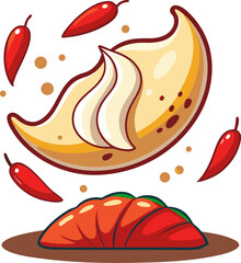 Gyoza Chili oil or Jiaozi Chili oil Levitation stock illustration