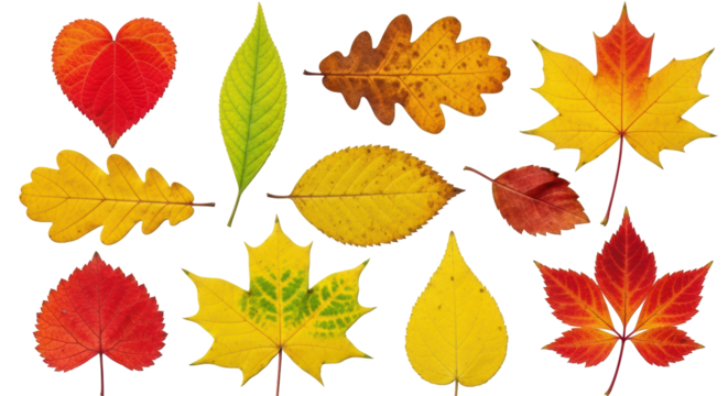 Isolated Assorted Autumn Leaves
