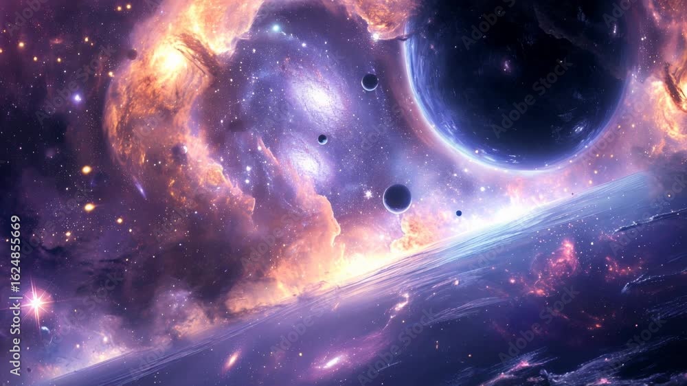 Canvas Prints alien world planet, deep space landscape with several moons