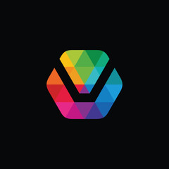 Colorful Hexagon Letter V Logo Design Vector Template
