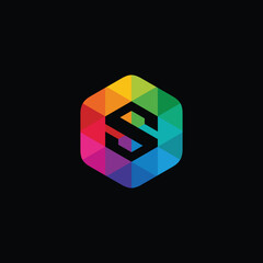 Colorful Geometric Hexagon Letter S Logo Design Vector Template