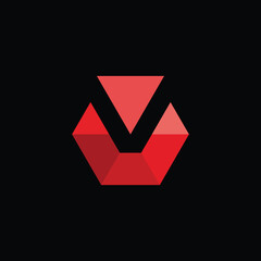 Geometric Hexagon Letter V Logo Design Vector Template