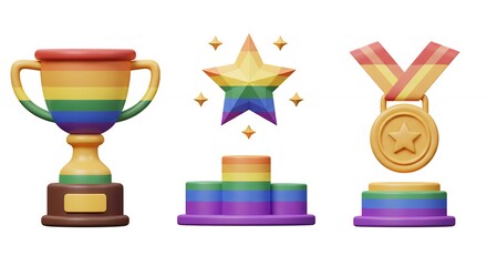 Rainbow achievement awards illustration