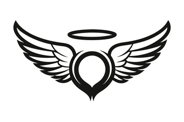 Obraz premium Stylized angelic wings with halo and emblematic centerpiece