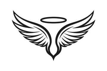 Obraz premium Stylized angel wings with a halo emblem