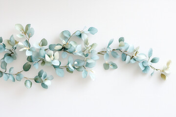Beautiful watercolor botanical illustration of eucalyptus leaves, showcasing their delicate colors and shapes
