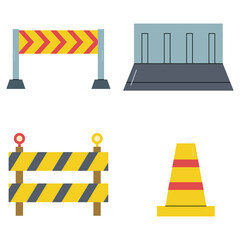 Road repair barriers vector illustration