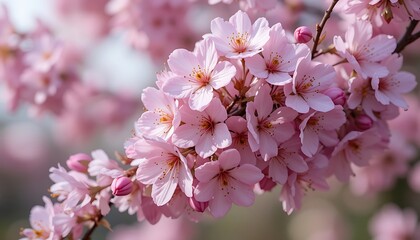Obraz premium Pink Cherry Blossoms Spring Flowers - Soft Pastel Colors