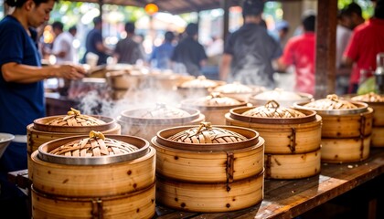 Steaming Dim Sum at Asian Food Market - Authenticity