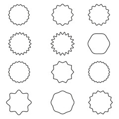 line Wavy circle edge icon set element