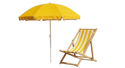 Isolated Beach Umbrella and Chair
