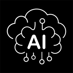 Brain Cloud AI icon. Vector icon design