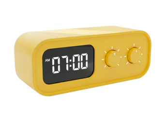 Start your day right with the retro yellow digital alarm clock showing 7 AM for early risers