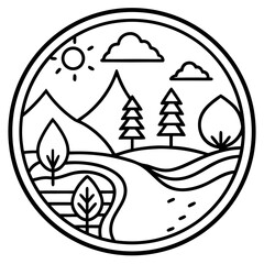 Minimalist Nature Protection Icon - Clean Line Art Vector Design for Eco-Friendly Projects
