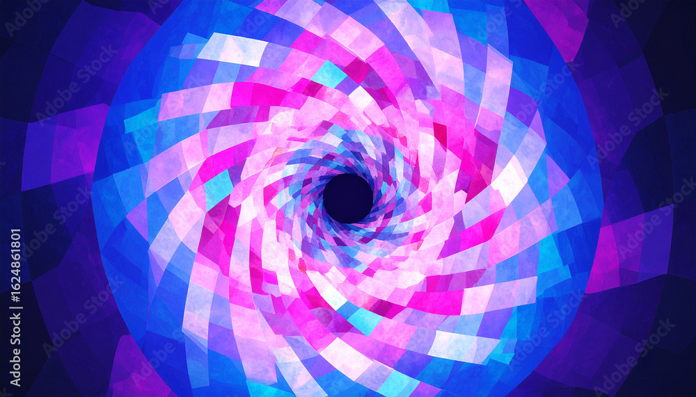 Poster tunnel of colors: dive into a mesmerizing kaleidoscope of shapes and hues with this image. a vibrant