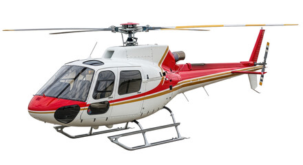 Isolated Red and White Helicopter