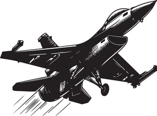 Fighter Aircraft Silhouette Vector, Military Jet Clipart Design