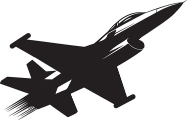 Fighter Aircraft Silhouette Vector, Military Jet Clipart Design