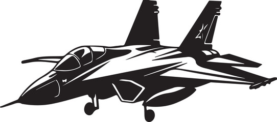 Fighter Aircraft Silhouette Vector, Military Jet Clipart Design
