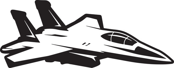 Fighter Aircraft Silhouette Vector, Military Jet Clipart Design
