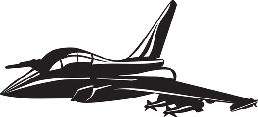 Fighter Aircraft Silhouette Vector, Military Jet Clipart Design