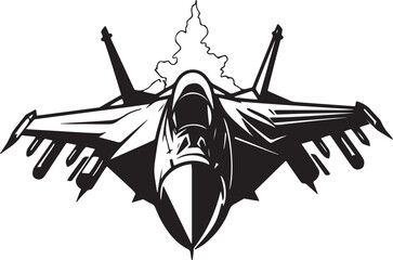 Fighter Aircraft Silhouette Vector, Military Jet Clipart Design