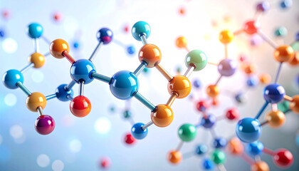 Molecular Network: A detailed depiction of interconnected molecules in a luminous, vibrant design, signifying scientific innovation and research.