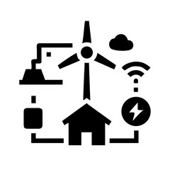 Craft a detailed silhouette of a Smart Grids Energy