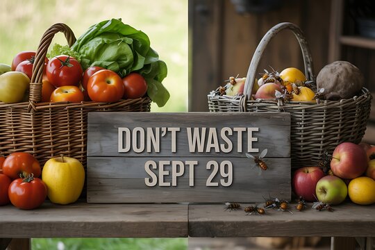 September 29th reminder to reduce food waste and spoilage with fresh garden produce, creating a sustainable lifestyle to enjoy healthy eating and reduce environmental impact