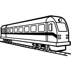 Elegant Passenger Train Line Art with Window Detail