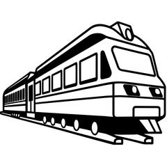 Elegant Passenger Train Line Art with Window Detail